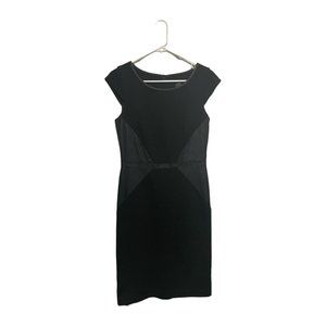 Ann Taylor  Women  Black Dress  Size 2 faux leather trim